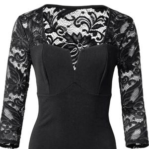 Venus black lace sleeve top